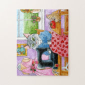 Cat clothing designer sewing room jigsaw puzzle ジグソーパズル (縦)