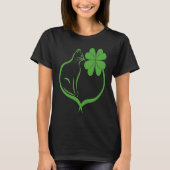 Cat Clover Silhouette Shamrock St Patricks Day Kit Tシャツ (正面)