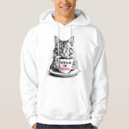 Cat Coffee – Caffeine or Chaos Funny Quote Hoodie パーカ