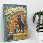 Cat Coffee Lovers Wall Art Print Poster ポスター
