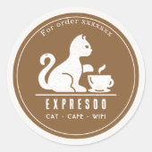 Cat Coffee Shop Personalized Branding ラウンドシール (正面)