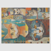 Cat Collage Decompageティッシュペーパー 薄葉紙 (正面)