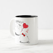 Cat Coule "I love you" 사랑해요 （韓国語） ツートーンマグカップ (正面左)
