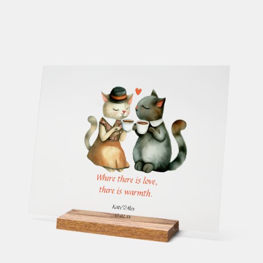 Cat Couple アクリルサイン (傾斜)