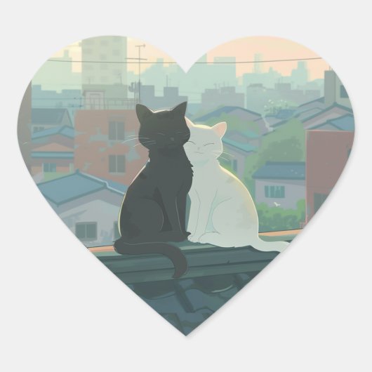 Cat Couple ハートシール (正面)