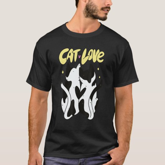 Cat Couple Cuddling Love Cats Tシャツ (正面)