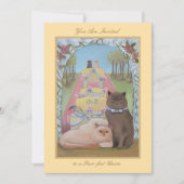 Cat Couple Yellow Wedding 招待状 (正面)