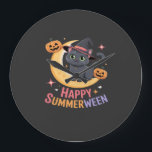 Cat Cute Halloween Aesthetic Essential T-Shirt ラージ壁時計<br><div class="desc">Cat Cute Halloween Aesthetic Essential T-Shirt</div>