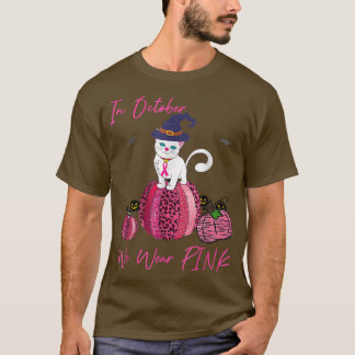Cat Cute In October We衣服ピンク乳癌Awa Tシャツ