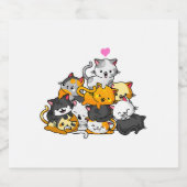Cat Cute Kitty Pile Cats Anime Kawaii Neko Gift スパークリングワインラベル (シングルラベル)