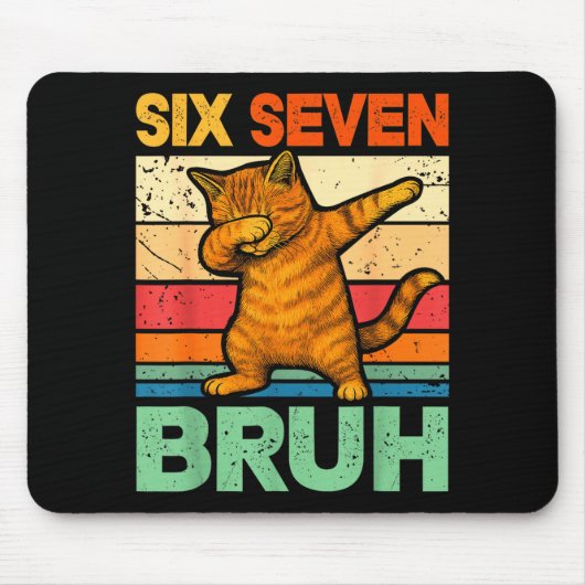 Cat Dabbing Bruh 67 Meme 6 7 Six Seven マウスパッド (正面)