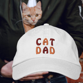 CAT DAD オレンジとブラウンのタイポグラフィー 刺繍入りキャップ