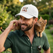 CAT DAD オレンジとブラウンのタイポグラフィー 刺繍入りキャップ