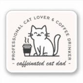 Cat dad and coffee lover funny hipster men シール (正面)
