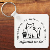 Cat dad and coffee lovers hipster キーホルダー (正面)