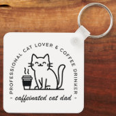 Cat dad and coffee lovers hipster キーホルダー (裏面)