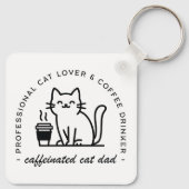 Cat dad and coffee lovers hipster キーホルダー (裏面)