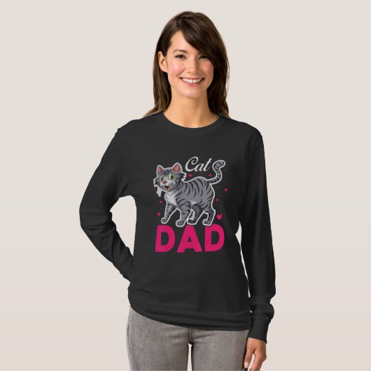 Cat Dad Best  Cat  Kitty Kitten Father Mens Tシャツ (正面フル)