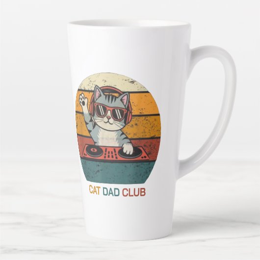 CAT DAD CLUB / おもしろレトロ音楽家 カフェラテマグ (右)