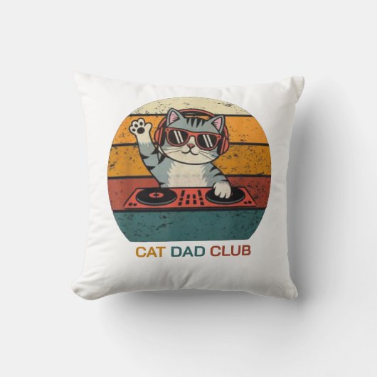 CAT DAD CLUB / レトロ風 クッション (正面)