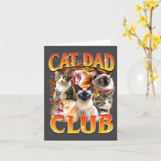Cat Dad Club Funny Life Is Better With Cats Father カード (黄色い花)
