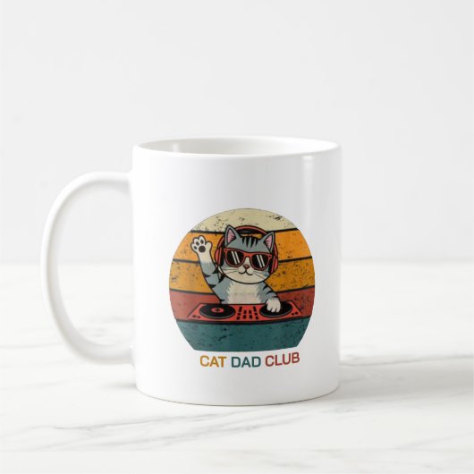CAT DAD CLUB / Funny Retro misician コーヒーマグカップ (左)