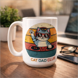 CAT DAD CLUB / Funny Retro misician コーヒーマグカップ