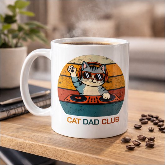 CAT DAD CLUB / Funny Retro misician コーヒーマグカップ