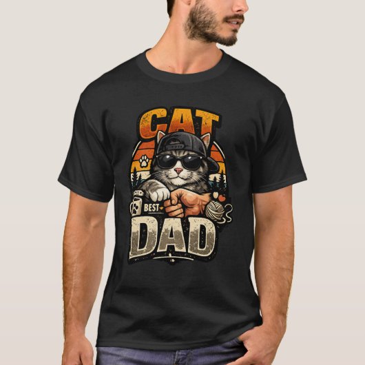 Cat Dad – Cool Cat Father Graphic Design Tシャツ (正面)