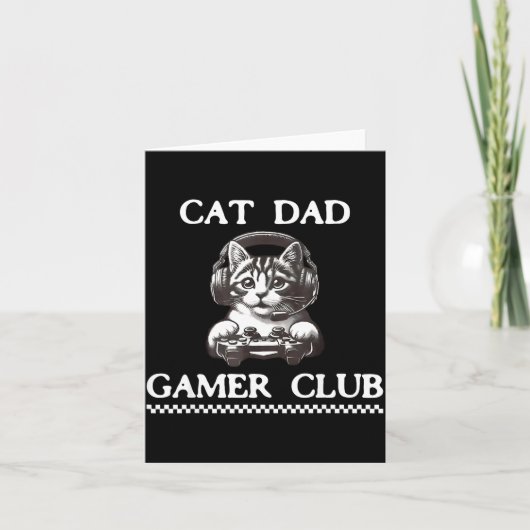 Cat Dad Gamer Club Funny Cat Lover Gaming Game Fat カード (正面)