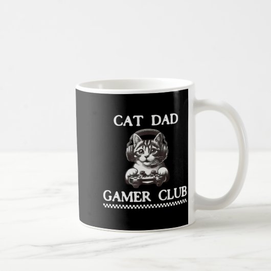 Cat Dad Gamer Club Funny Cat Lover Gaming Game Fat コーヒーマグカップ (右)