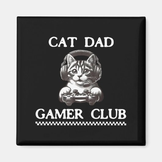 Cat Dad Gamer Club Funny Cat Lover Gaming Game Fat マグネット (正面)