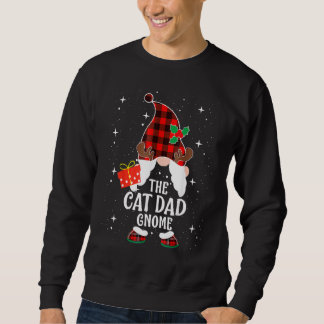 Cat Dad Gnome Buffalo Plaid Matching Family Christ スウェットシャツ
