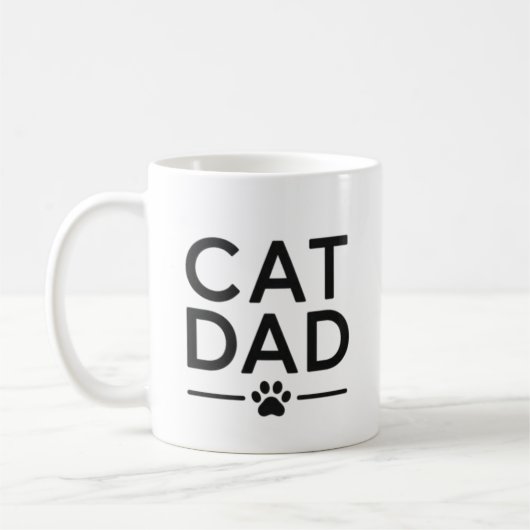Cat Dad Minimal Clean Cat Lover Design コーヒーマグカップ (左)