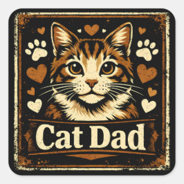 Cat Dad – Proud Feline Father Humor Love スクエアシール
