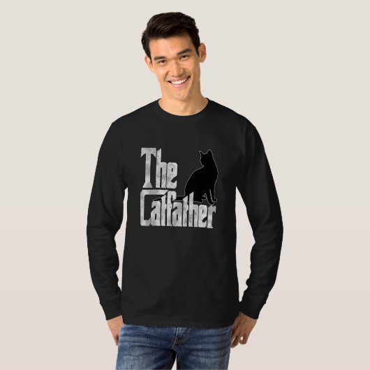 Cat Dad The Catfather Crazy Black Cat Father Kitty Tシャツ (正面フル)