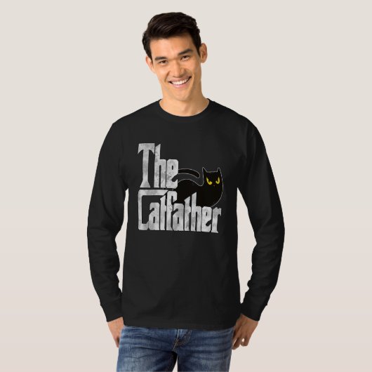 Cat Dad The Catfather Crazy Black Cat Father Kitty Tシャツ (正面フル)