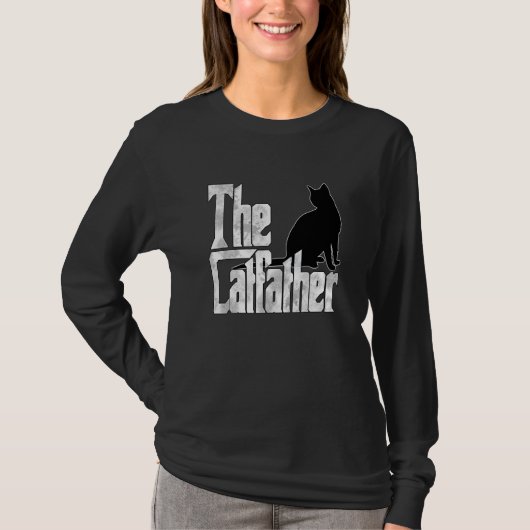 Cat Dad The Catfather Crazy Black Cat Father Kitty Tシャツ (正面)