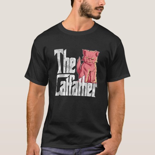 Cat Dad The Catfather Crazy Evil Cat Father Kitty  Tシャツ (正面)
