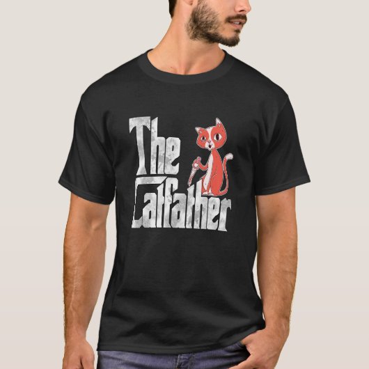 Cat Dad The Catfather Crazy Knife Cat Father Kitty Tシャツ (正面)