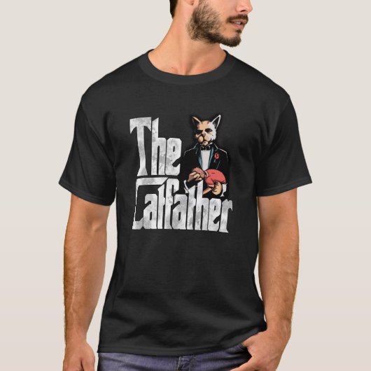 Cat Dad The Catfather Crazy Mafia Cat Father Kitty Tシャツ (正面)