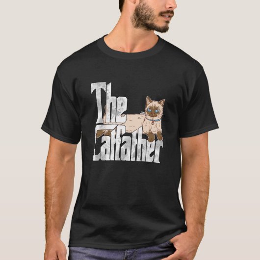 Cat Dad The Catfather Crazy Siamese Cat Father Kit Tシャツ (正面)