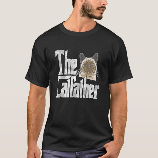Cat Dad The Catfather Cute Siamese Cat Father Kitt Tシャツ (正面)