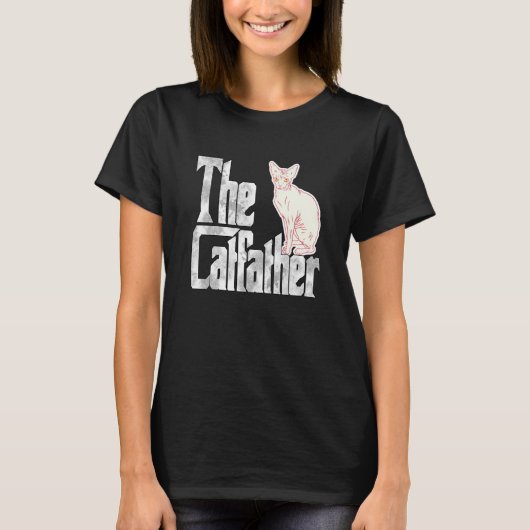 Cat Dad The Catfather Cute Sphynx Cat Father Kitty Tシャツ (正面)