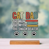 Cat Dad Vintage Funny Snack Dealer Shirt Design_1 アクリルサイン (ニュートラル)