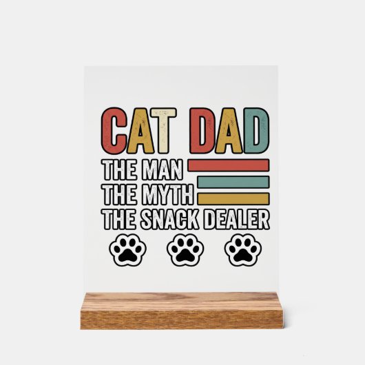 Cat Dad Vintage Funny Snack Dealer Shirt Design_1 アクリルサイン (正面)