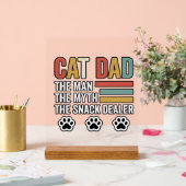 Cat Dad Vintage Funny Snack Dealer Shirt Design_1 アクリルサイン (ウェディング)