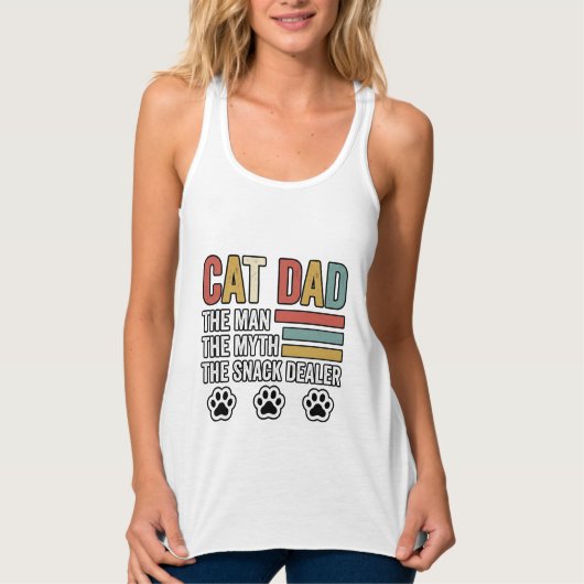 Cat Dad Vintage Funny Snack Dealer Shirt Design_1 タンクトップ (正面)
