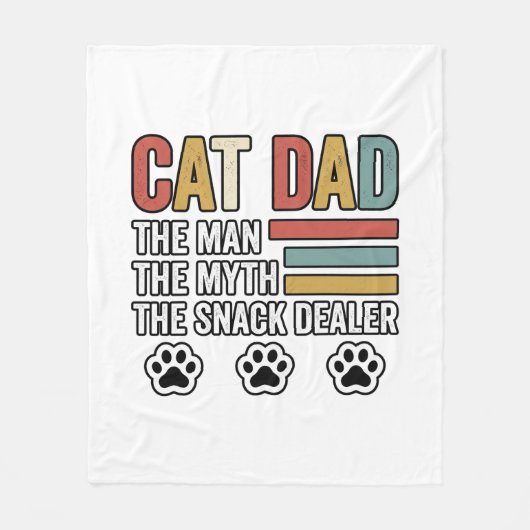 Cat Dad Vintage Funny Snack Dealer Shirt Design_1 フリースブランケット (正面)