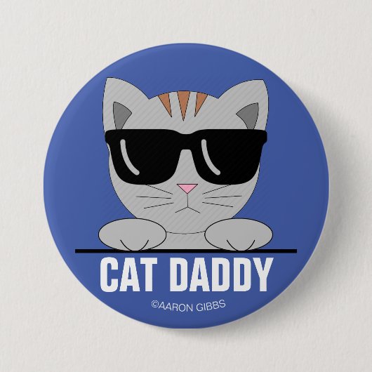 CAT DADDY サングラス 猫ボタン 缶バッジ (正面)